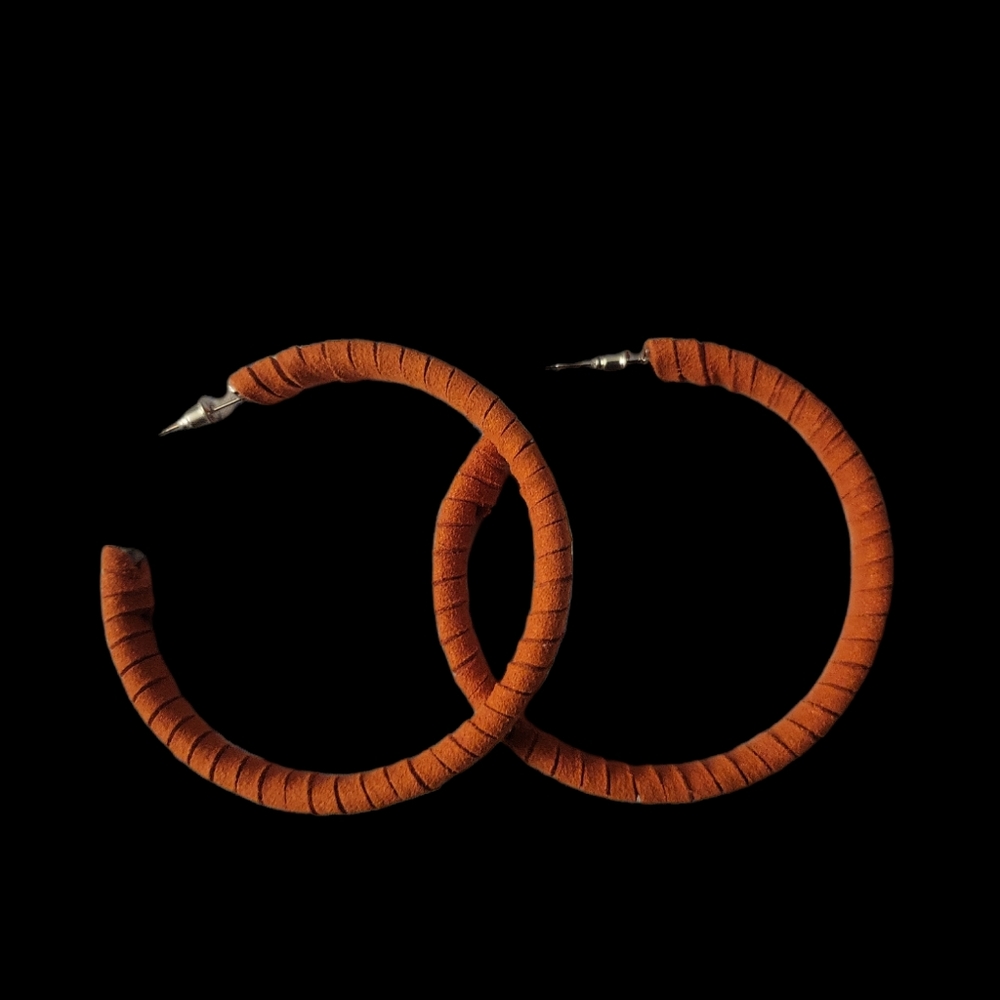 Orange Suade Hoop Earrings